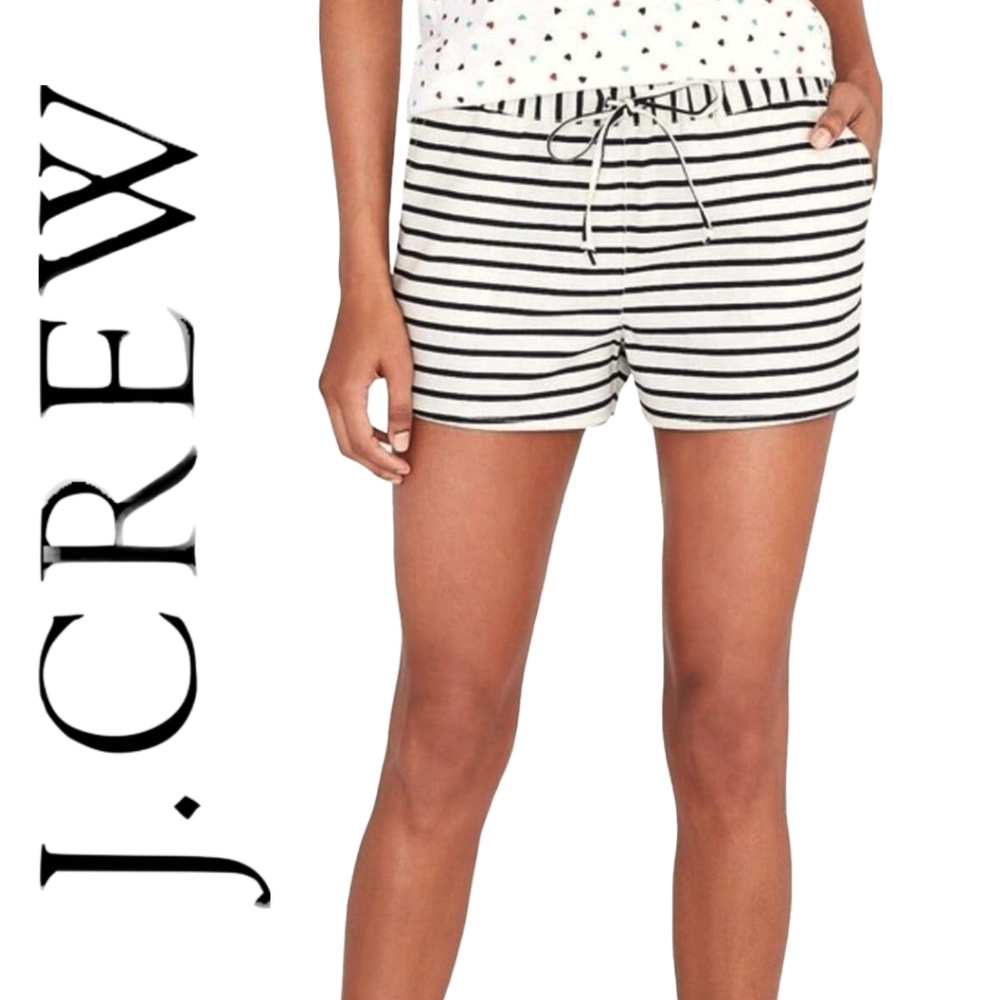 Sm J. Crew Linen Cream and Navy Striped Shorts